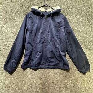Eddie Bauer Jacket Womens‎ Large Blue Jersey Lined Hooded Full Up Outdoors
